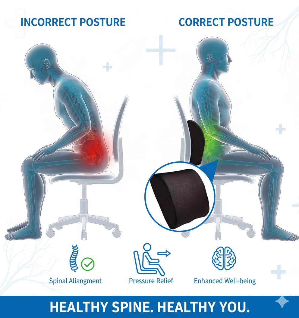 Fridup Back Support Cushion for Home & Office