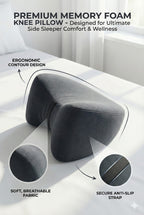 Fridup Knee Pillow - Ergonomic Memory Foam for Side Sleepers