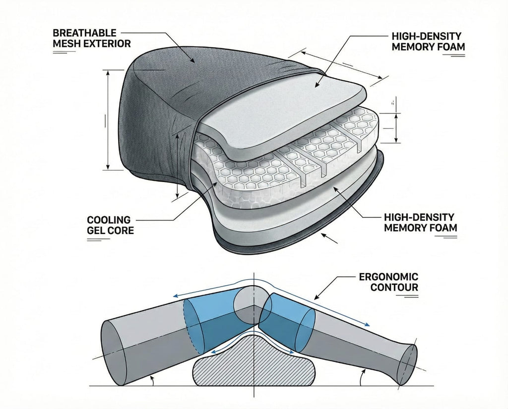 Fridup Knee Pillow - Ergonomic Memory Foam for Side Sleepers