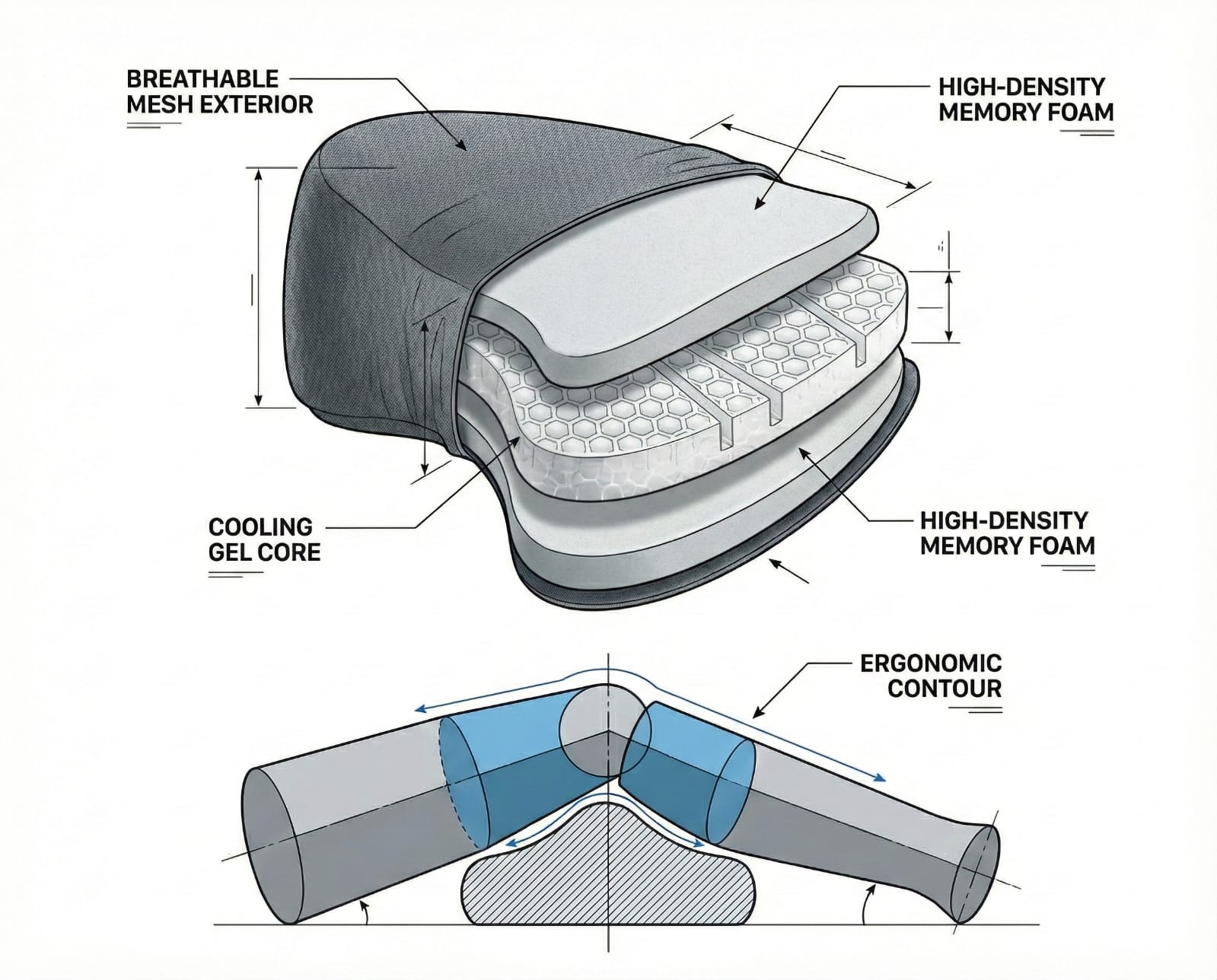 Fridup Knee Pillow - Ergonomic Memory Foam for Side Sleepers