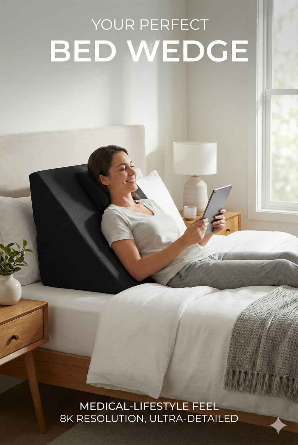 Fridup Bed Wedge Pillow Black