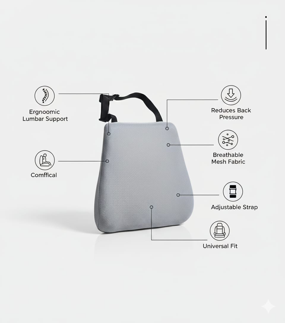 Car Backrest Cushion – Lumbar Support for Long Drives