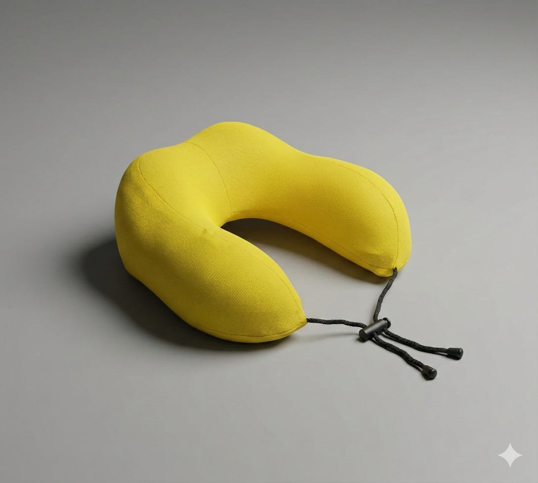 Travel Neck Pillow Yellow – Memory Foam Support for Flights & Road Trips