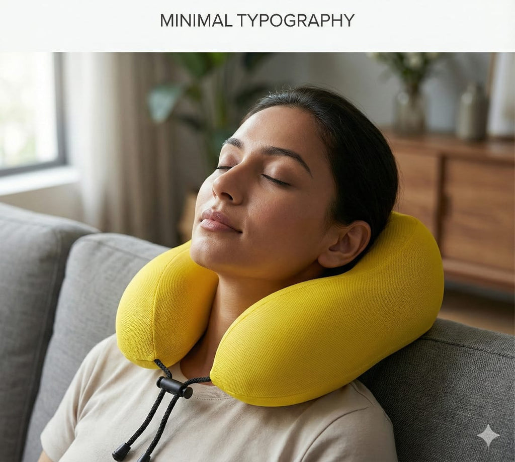 Travel Neck Pillow Yellow – Memory Foam Support for Flights & Road Trips