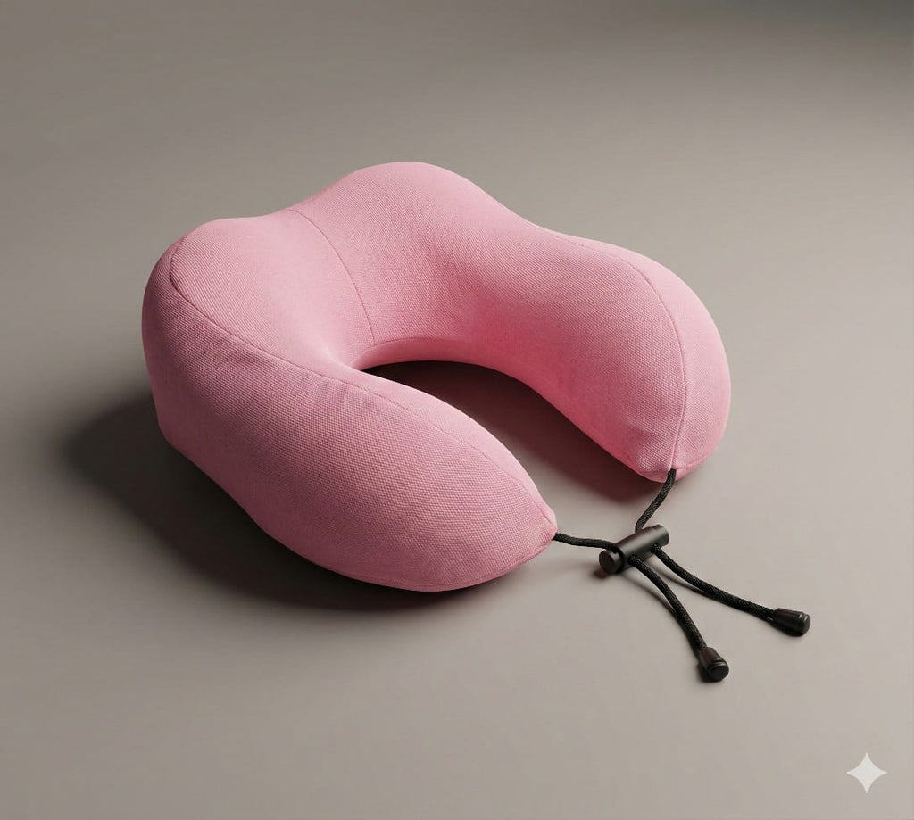 Travel Neck Pillow Pink – Memory Foam Support for Flights & Road Trips
