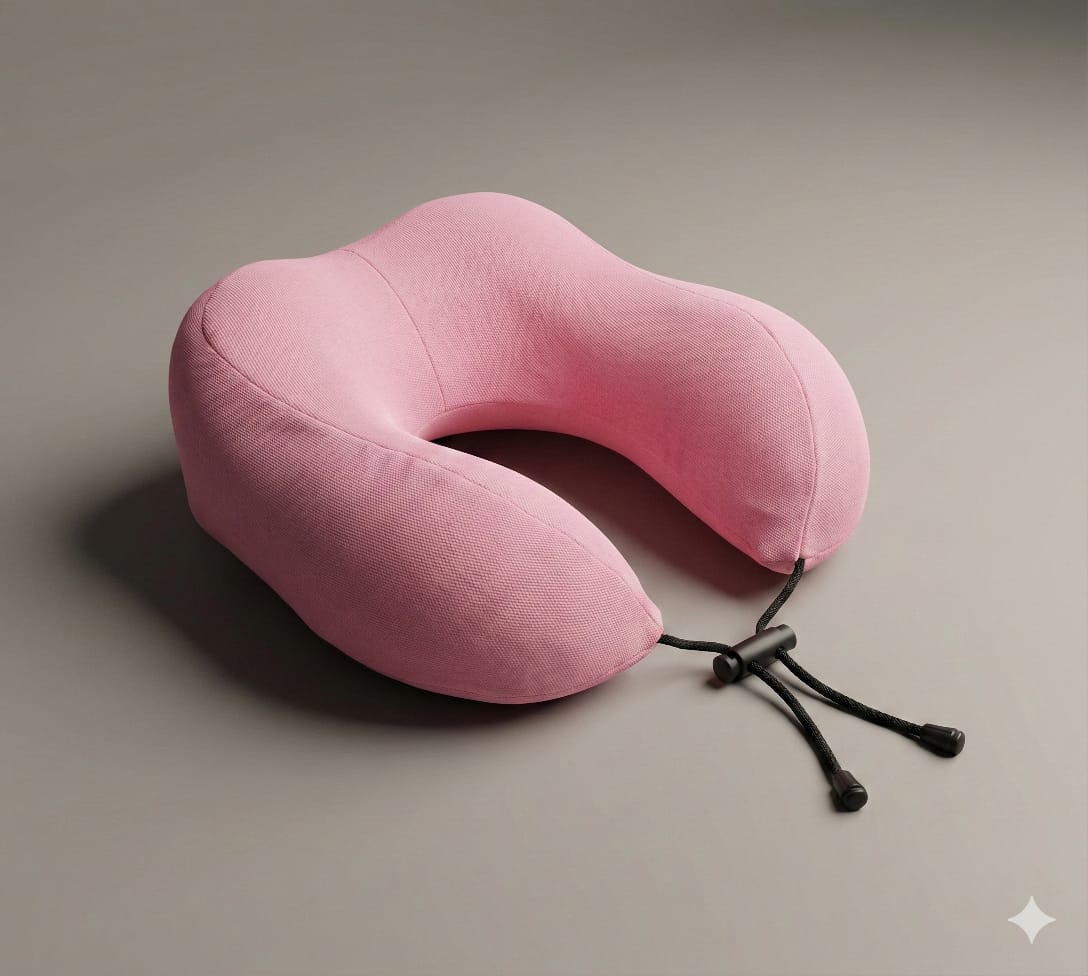 Travel Neck Pillow Pink – Memory Foam Support for Flights & Road Trips