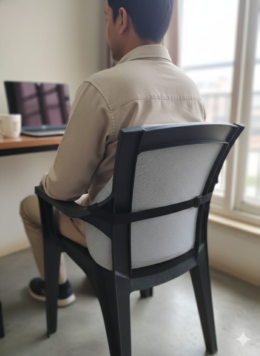 Chair Backrest Cushion Grey – Lumbar Support for Office & Home